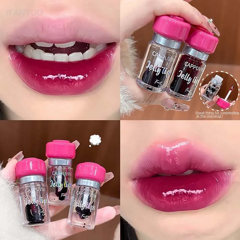 5Color Fruity Lip Tint Water Gloss Clear Tint Moisturizing Waterproof Liquid Lipstick Non-Stick High Pigment Long-Lasting Colors Vue