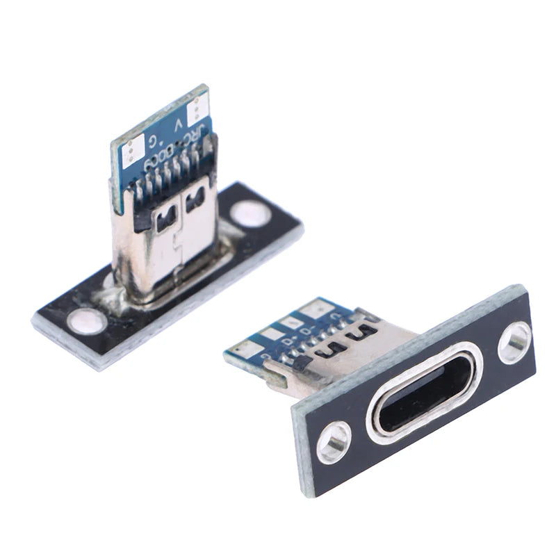 10pcs 3.1 Type-C 2Pin 4Pin Female Connector Jack Charging Port USB 3.1 Type C Socket With Screw fixing plate Type-C USB Jack Vue