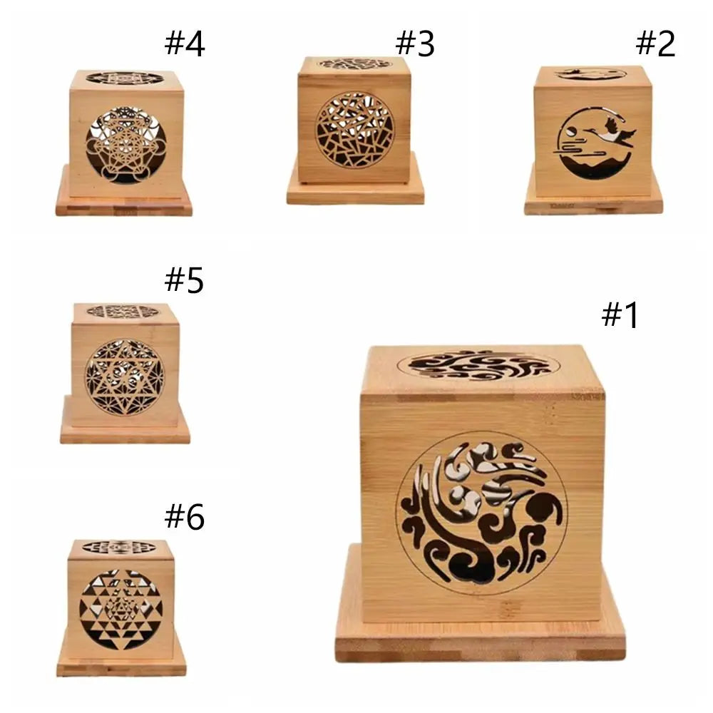 Incense Bracket Bamboo Incense Burner Anti-Scald with Cover Sage Incense Box Hollow Out Sandalwood Incense Base Plate Home Vue