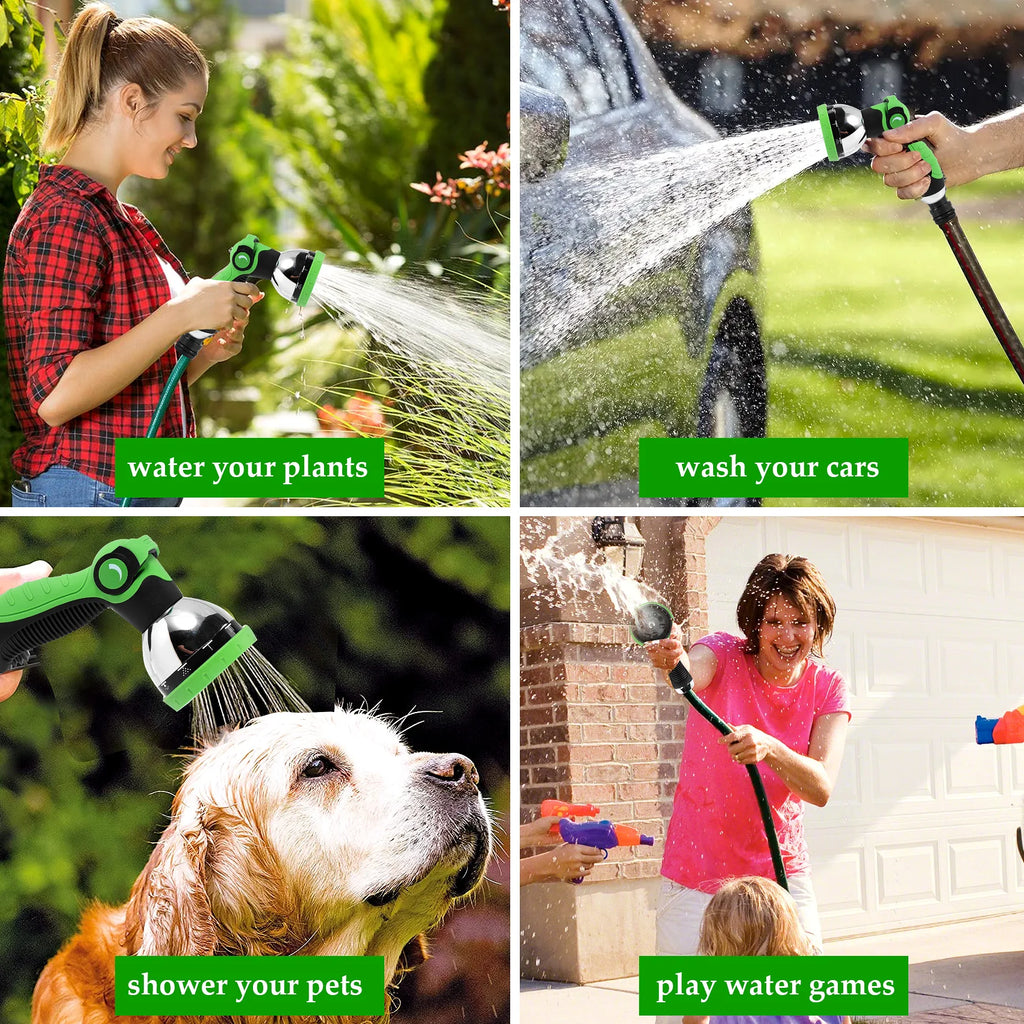 ABKW-Garden Hose Nozzle Spray Nozzle 10 Hose Thumb Control On Off Valve Water Multifunctional Green Vue Green
