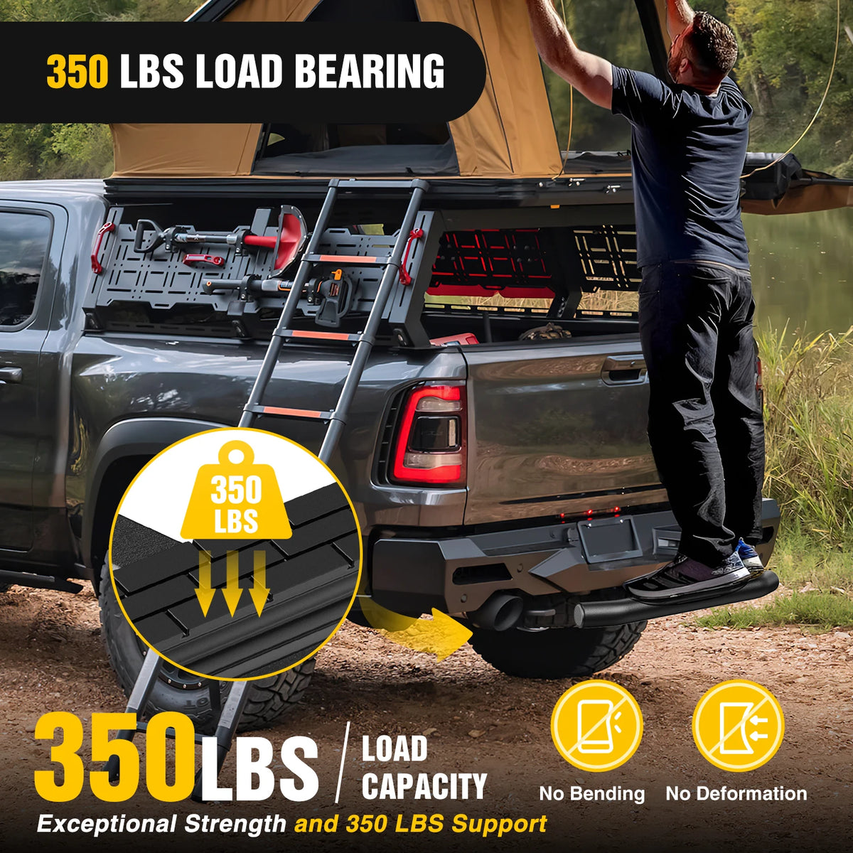 Nilight 36" Hitch Step Fits 2" Receivers 3" Round Tubing Stainless Steel with Rubber Non-Slip Pad Rear Bumper Guard with 5/8" Hitch Pin Clip & U-Bolts Stabilize for Pickup Truck Car SUV Vue