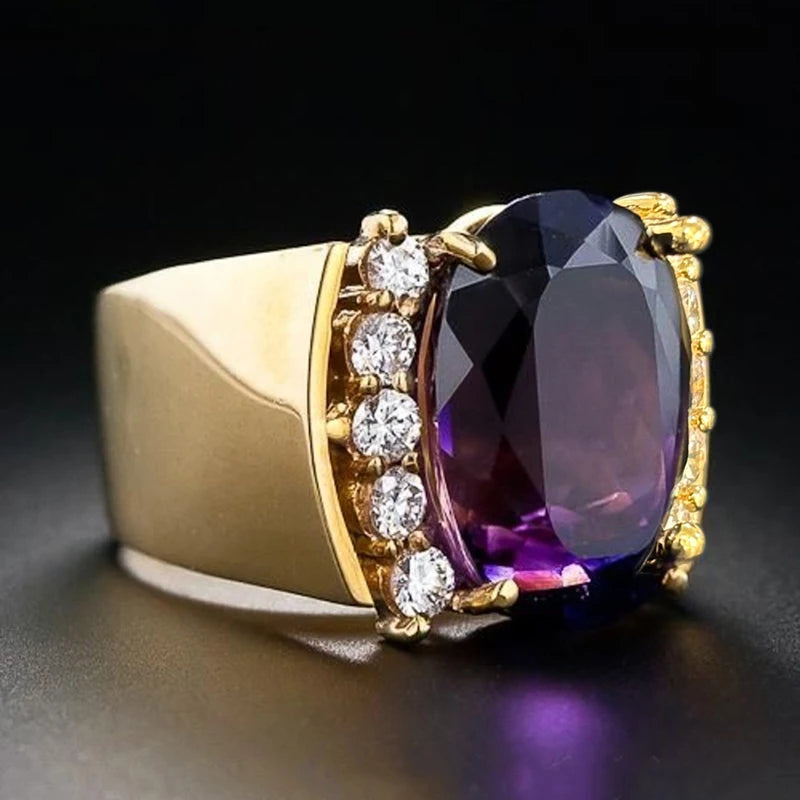 Huitan Purple CZ Wedding Ring for Women | Elegant Engagement Band Fashion Ring Vue A604 10