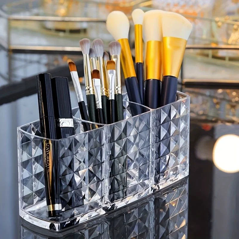 3 Slots Makeup Brush Holder Makeup Organizer Cosmetic Storage Box Lipstick Eyebrow Pencil Display Stand Acrylic Transparent Box Vue