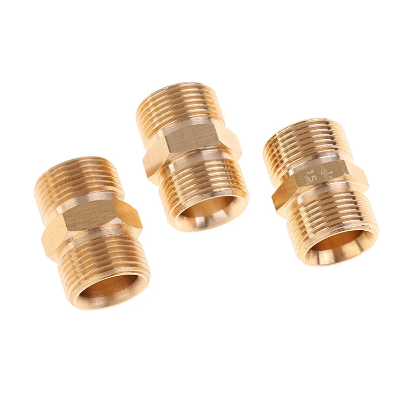1PCS Copper M22 14mm And 15mm Male Thread Female Hose Coupler Adaptor High Pressure Washer Hose Extension Connector Adapter Vue
