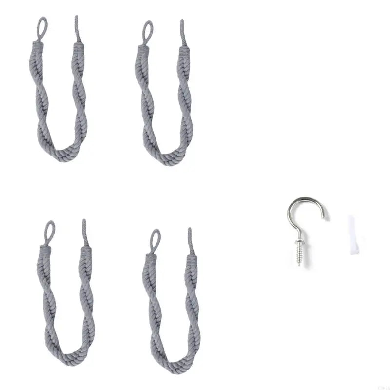 4-Pack Hand Woven Curtain Tiebacks – Boho Rope Holdbacks Curtain Tiebacks Vue