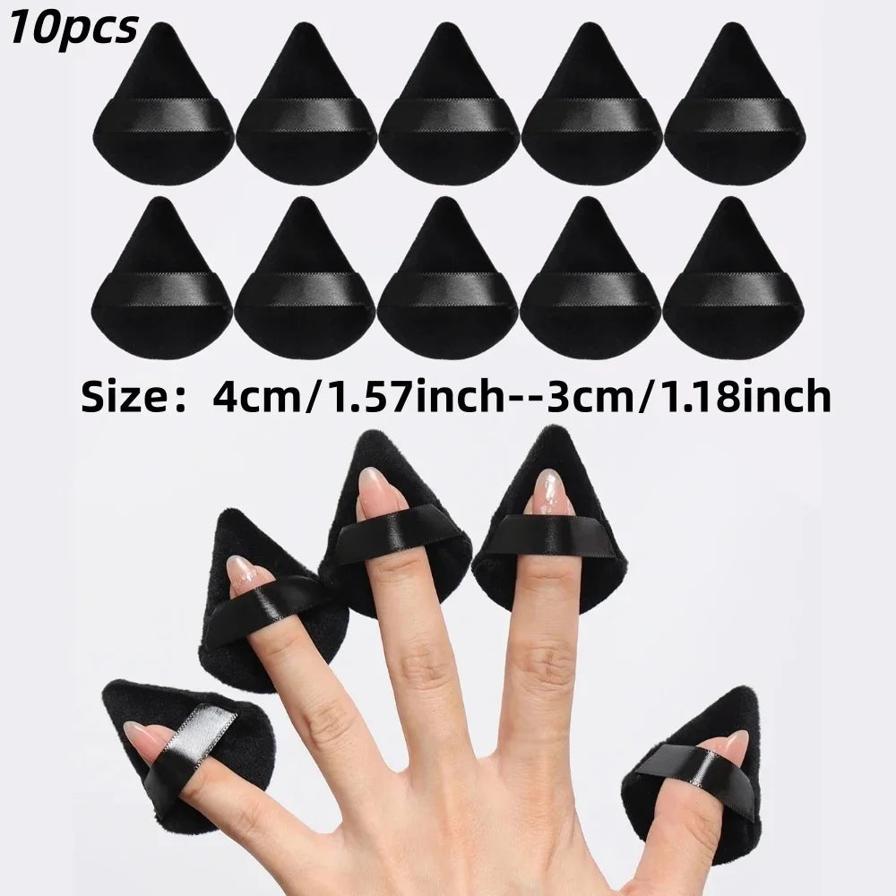 10-100pcs Triangle Mini Velvet Powder Puff Foundation Face Concealer Applicator Cosmetic Finger Sponge Puff Beauty Makeup Tools Vue