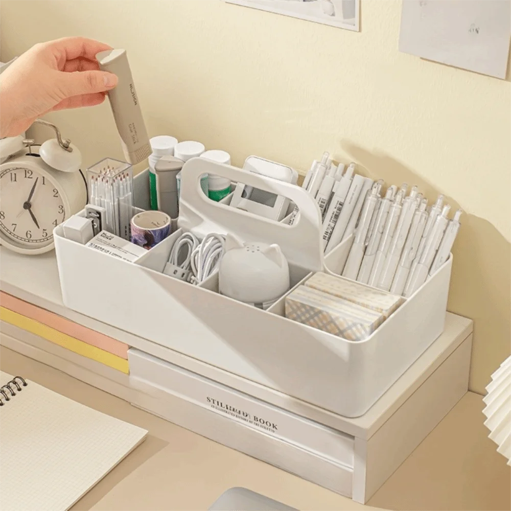Plastic Portable Storage Organizer Segmented Space Saving Handle Sectional Tray Container Storage Basket Multi-functional Vue