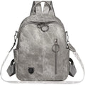Vintage Washed Pu Leather Backpack Large Capacity Casual Daily Office