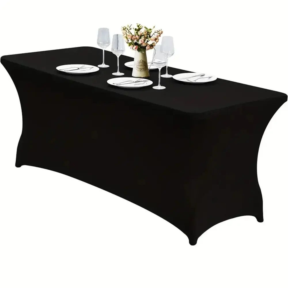 6FT/4FT Table Cover Tight Fitted Rectangular Spandex Tablecloth Stretch Elastic Cocktail Table Decoration Wedding Event Vue