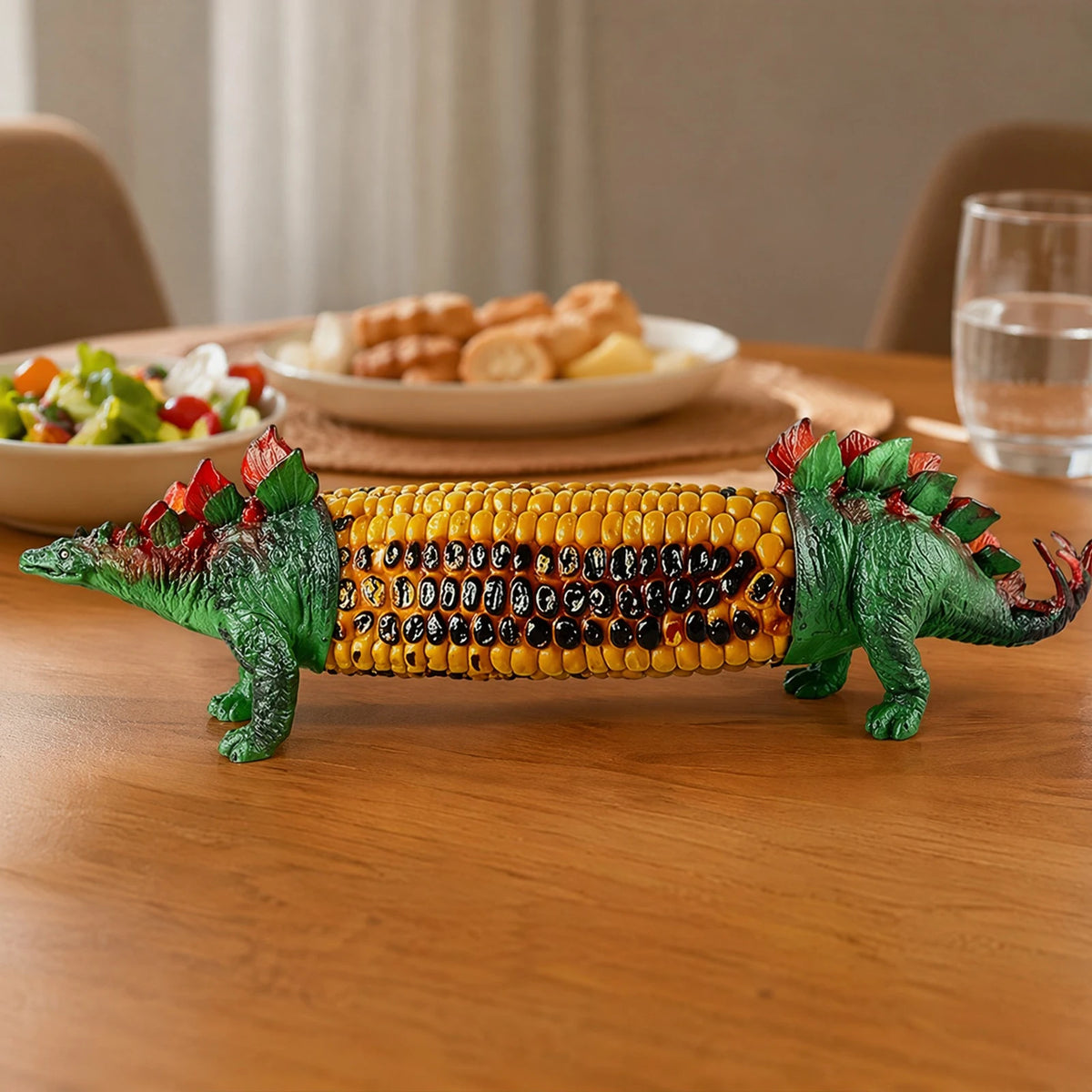 Dinosaur Corn Cob Holders – Reusable BBQ Set with Steel Prongs Corn Cob Holders Vue