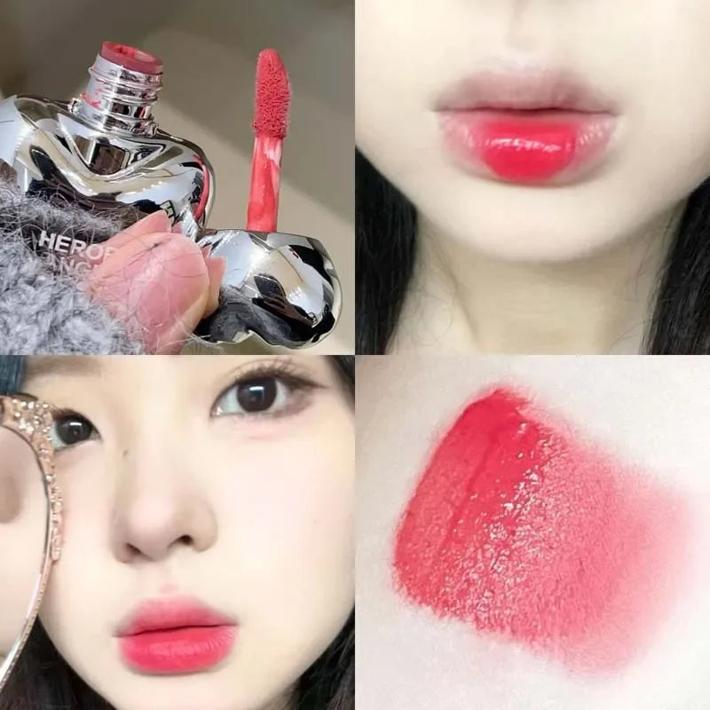 Silver Heart Lipstick Velvet Matte Blush Mud Clay Lip Gloss Lip & Face Liquid Lip Tint Cream Pigment Long Lasting Silky Cosmetic Vue 03
