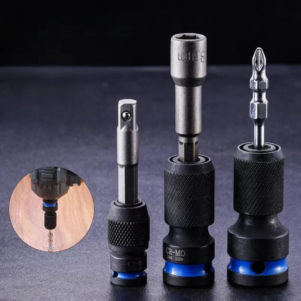 3Pcs 1/2 3/8 1/4-Inch Impact Hex Converter Impact Grade Quick Release Hex Socket Adapter Bolt Extractor Wrench Adapter Vue