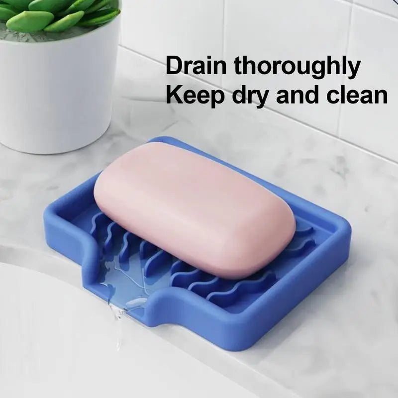 Silicone Self-Draining Soap Dish & Sponge Tray Organizer Silicone Soap Dish Vue