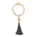 Simple Rustic Wooden Beads Curtain Holdbacks Bohemian Style with Tassels Curtain Buckle Decorative Curtain Tape Farmhouse Style Vue Dark Grey