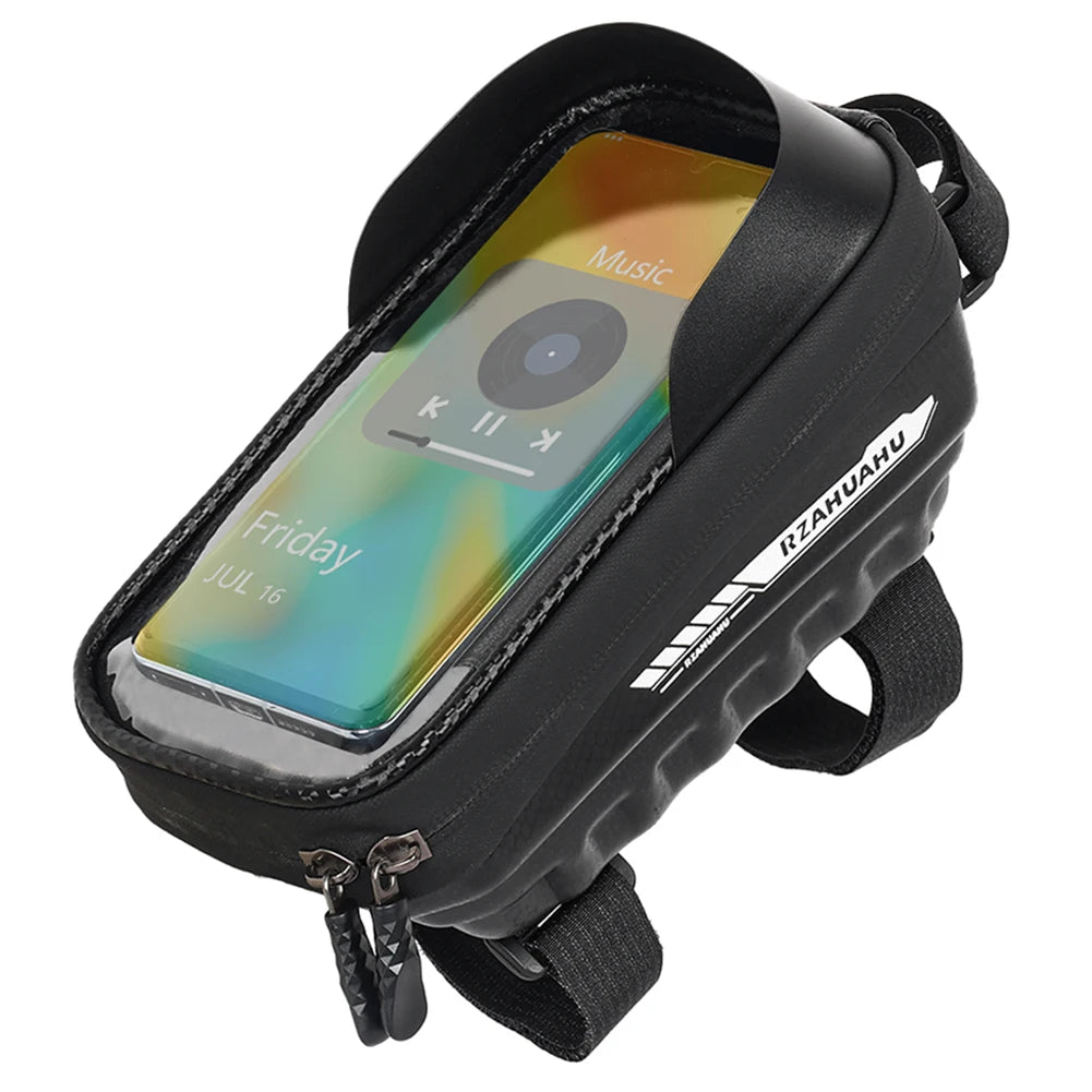 Waterproof Bike Phone Mount Bag EVA Hard Case Top Tube Storage Pouch For MTB And Road Bicycles Cycling Phone Holder Gear Vue black