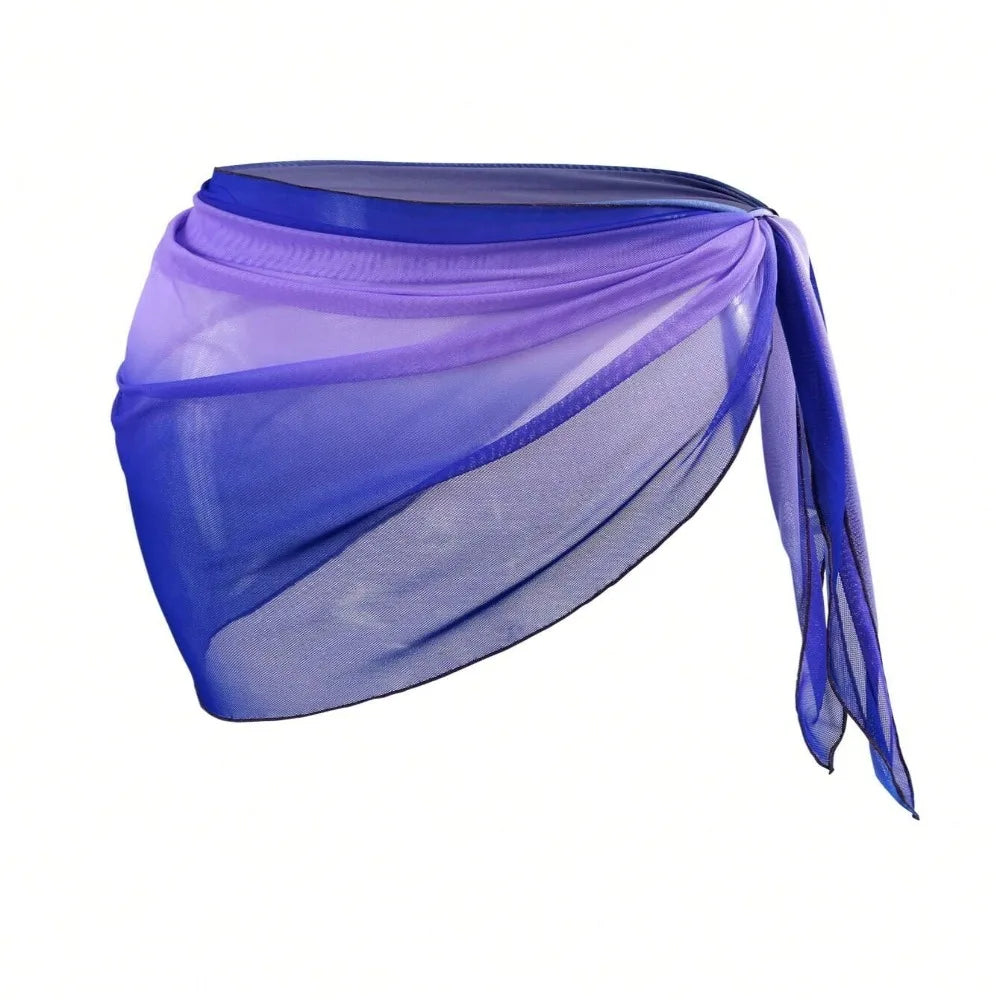 Chiffon Material Beach Dress Short Length Sheer Fabric Sarongs Vue Purple One Size