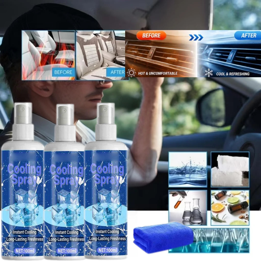 100ml Car Interiors Instant Cooling Spray Quickly Reduce Temperature Portable Heat Dissipation Summer Car Refrigeration Artifact Vue
