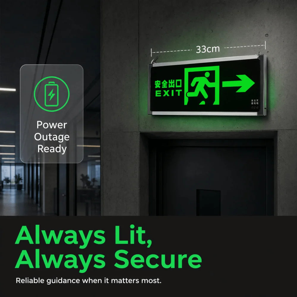 LED Light Emergency Exit Light Hanging Green Safety Exit Sign Dual-purpose with Battery Backup Indicator Warning Lamp Hotel Use Vue