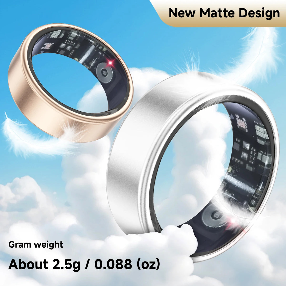 NEW Smart Ring Health Tracker Sleep Recording & Smart Sleep Analysis Blood Oxygen Monitor Heart Rate Tracker Activity Track Men Vue