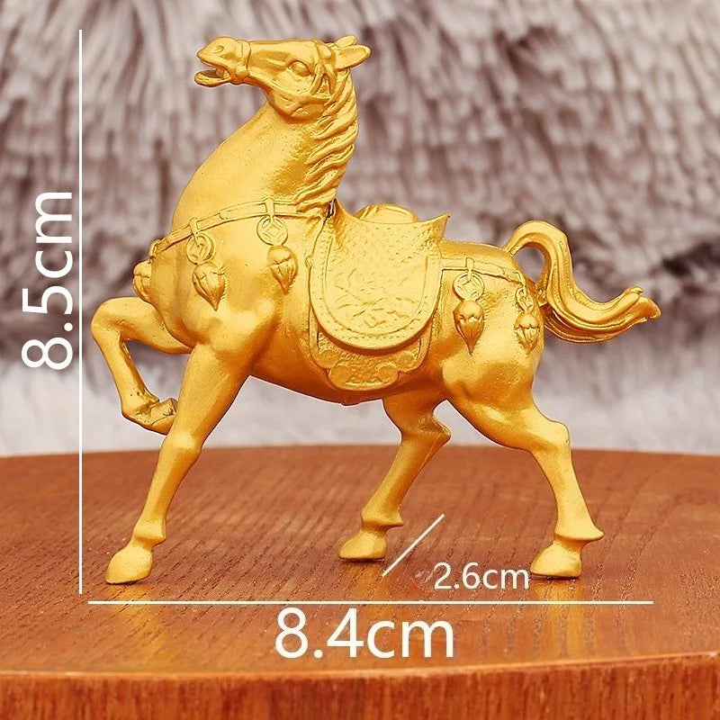 1-4PCS Zodiac Horse Decor Gold Plated Alloy Statue Desk Ornament for Good Luck Fortune Home Office Decoration Gift for Men Women Vue