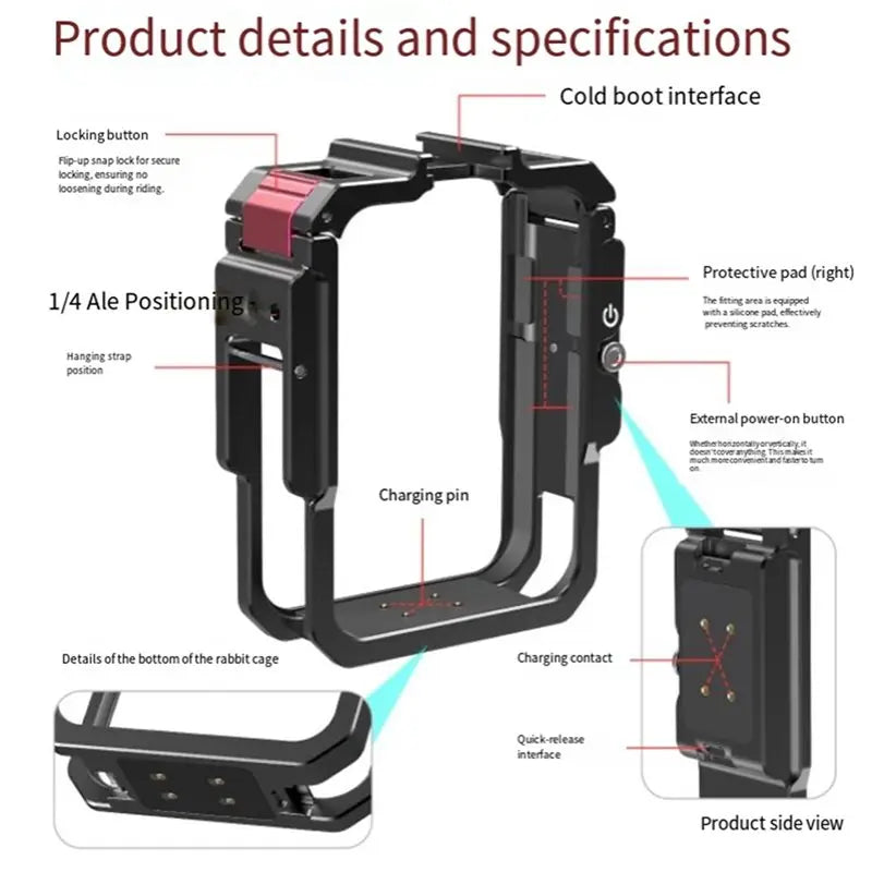 Hot-For DJI OSMO360 Magnetic Suction Quick Release Cage 1/4 Vue