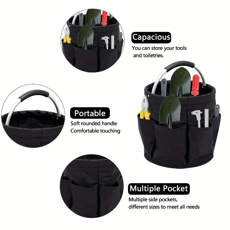 17L Large Storage Organiser Bag Folding Basket Picnic Tote Outdoor Cleaning Caddy with Handle Tool Bag Cleaning Supplies Vue