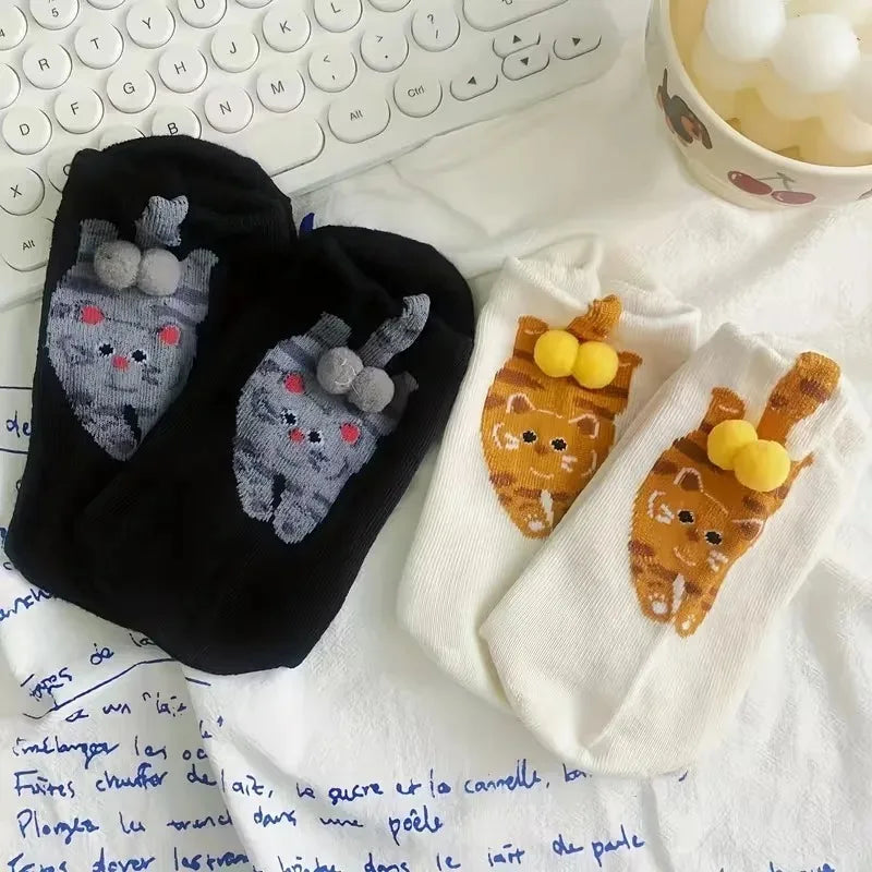 1-10Pairs Cartoon Crew Socks Cute Funny Soft Breathable Stretchy Daily Sports Mid Calf for Couples Friends Christmas Gift Vue