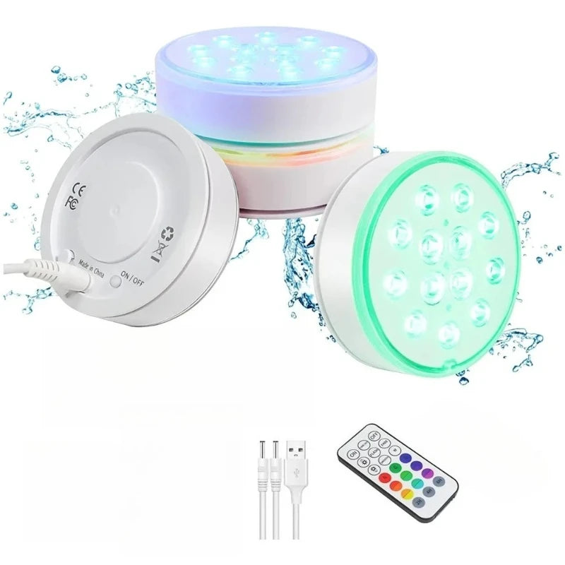 USB Pool Lights Rechargeable Submersible LED Lights with Remote RF IP68 Underwater Waterproof Pond Light for Inground Pool Decor Vue