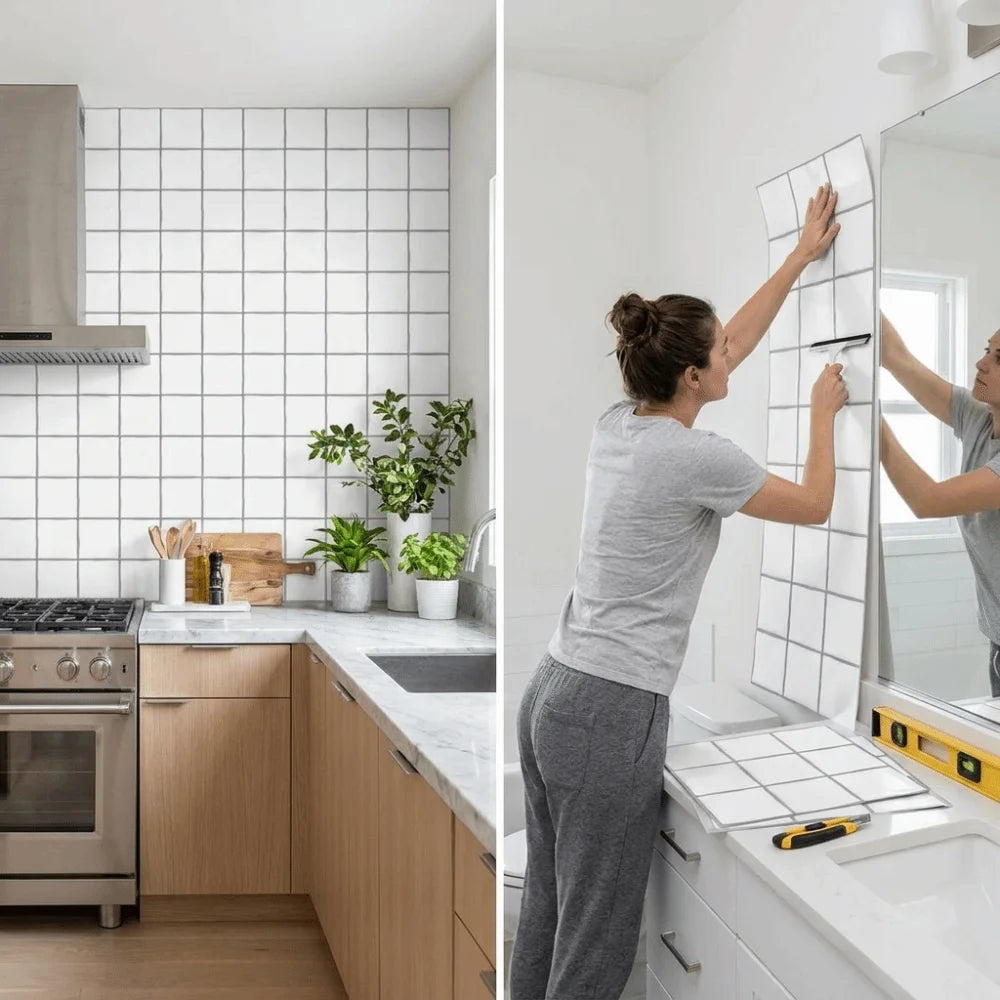 Waterproof 3D Tile Stickers Marble Vein Flexible Self-adhesive wallpaper Lightweight Self-Adhesive Backing Vue