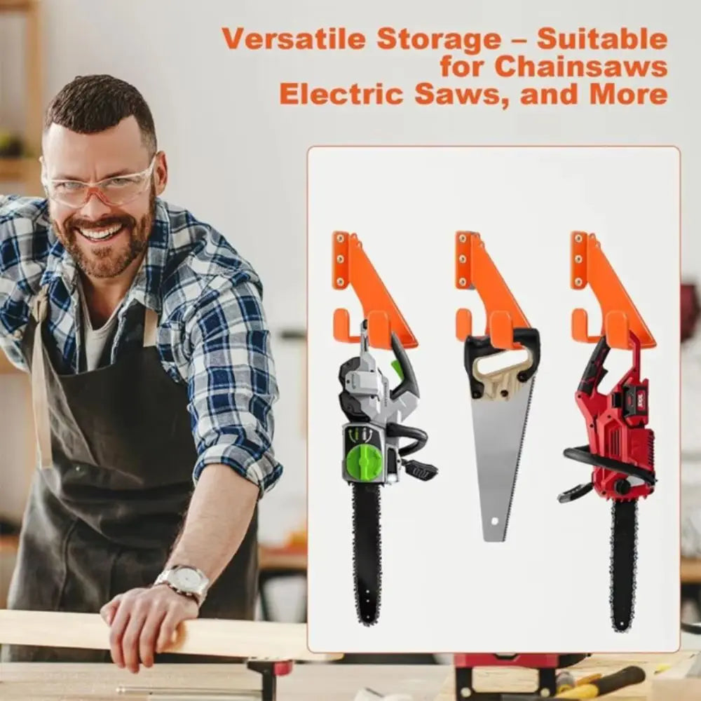 Wall Mount Heavy-Duty Chainsaw Hook Rust-Proof Anti-Slip Hooks Chainsaw Hanger Space-Saving Metal Garage Storage Rack Power Tool Vue
