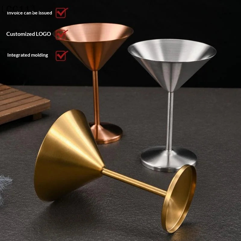 Stainless Steel Martini Cup Cocktail Glass Ice Cream Dessert Goblet