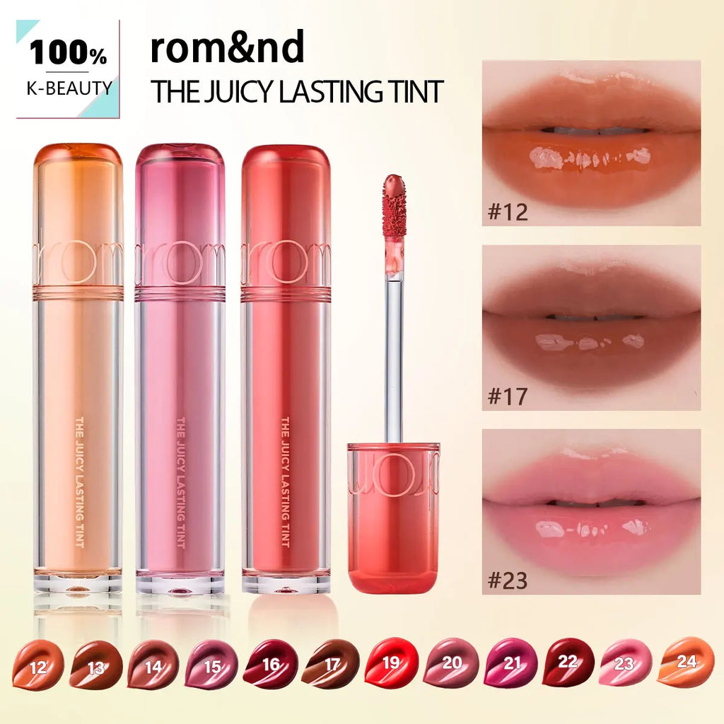 rom&nd THE JUICY LASTING TINT-12 Shades,Lightweight Hydrating,Lip Stain,Lip Glosses,Luxury Makeup,Korean Cosmetic,Korean Makeup Vue