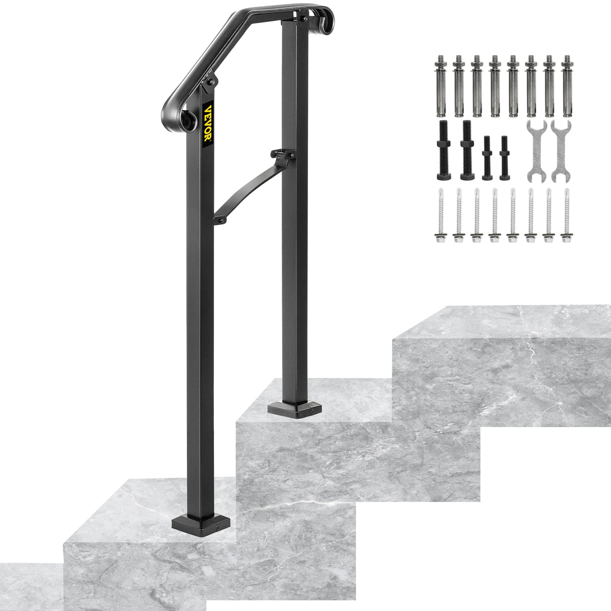 Wrought Iron Arch Stair Handrail for 1–2 Outdoor Steps Outdoor Stair Handrail Vue