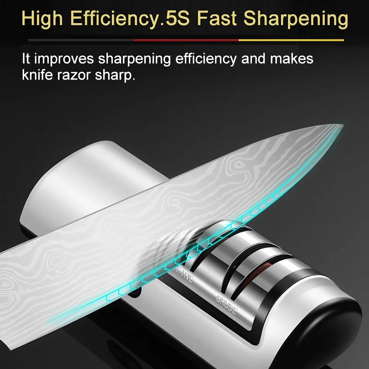 Electric Knife Sharpener Quick Sharpening Tool Rechargeable Non Slip Pad Portable Kitchen Blade Sharpener Vue