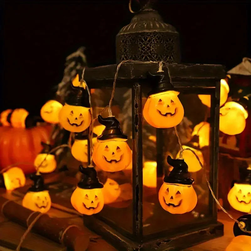 Halloween Pumpkin Hat LED String Lights Indoor Pumpkin Lantern Lights Halloween Home Party Yard Wall Door Decor Lights 822 Vue