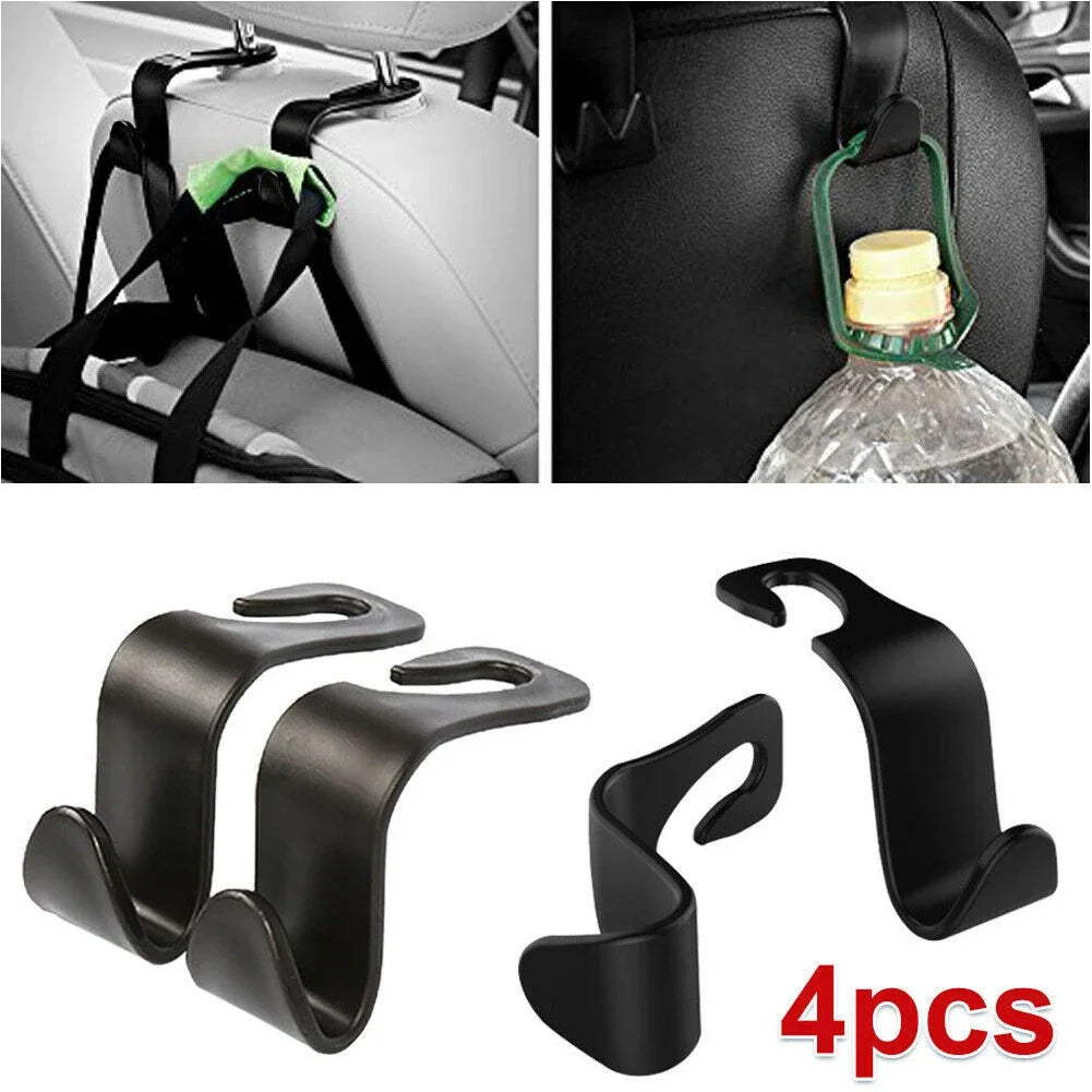 vvocci 4PCS For Auto Rear Purse Bags For Handbag Car Seat Headrest Hook Clothes CoatsSeat Organizer Hanger Storage Holder Vue
