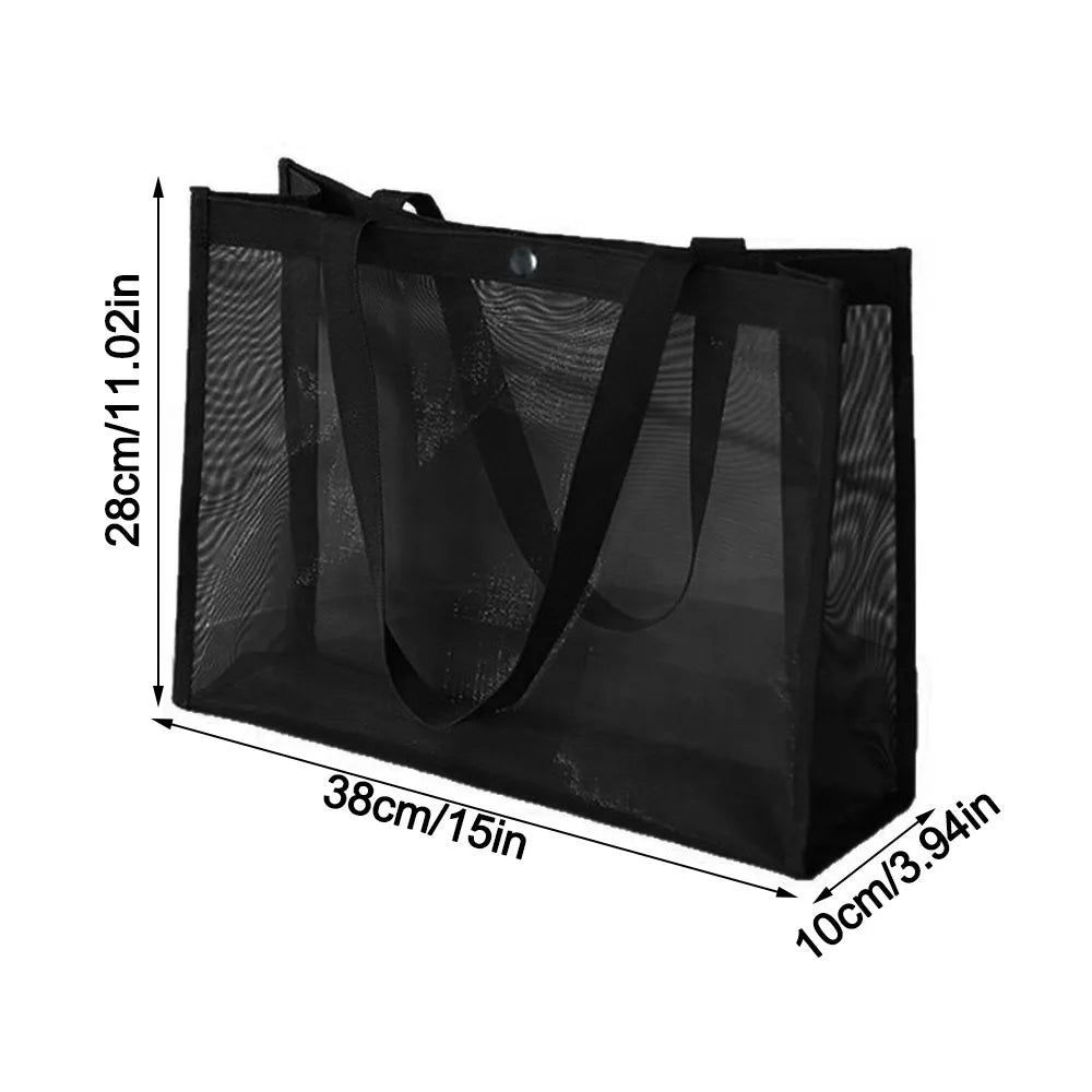 Mesh Shoulder Bag Hollow Large Capacity Beach Bags Transparent Vue With buttons-S