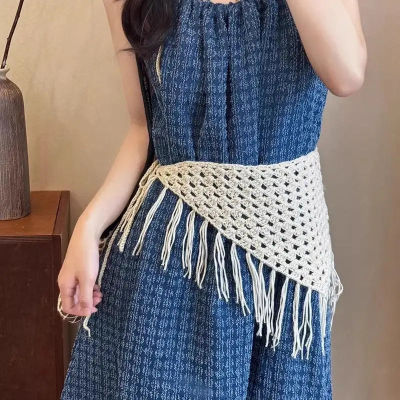 Y2K Triangle Scarf for Women Multi Purpose Adjustable Tassel Edge 1pc Perfect for Daily Wear Vue