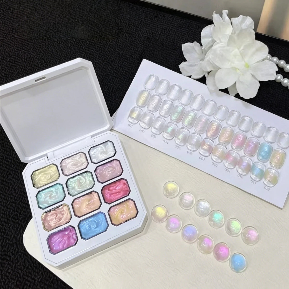 12 Color Nail Polish Highlighter Gel, Salon Nail Art Design Gel, High Saturation Glossy Finish, Perfect for Nail Art Vue 01