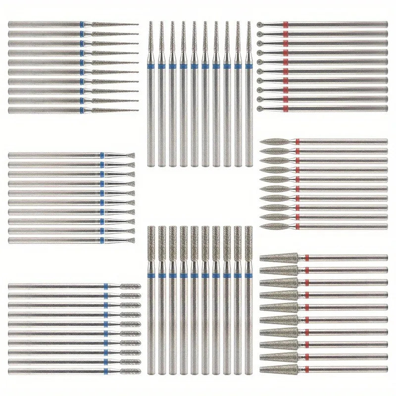 10Pcs/Set Diamond Milling Cutter Nail Drill Bits Set For Manicure Accessory Pedicure Eletric Machine Nail Bit Brush Burr Tools Vue