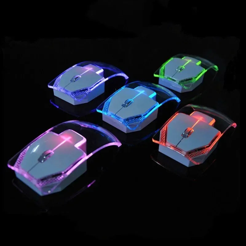 Transparent Colorful Glowing Mouse 2.4G Wireless Ergonomics Optical Computer Silent Mouse for Laptop Pc Vue