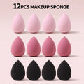 12PCS Makeup Sponge Set, Suitable For Liquid BB Cream Powder Application, Dry And Wet Dual Use Cosmetic Sponge Blender Vue Pink