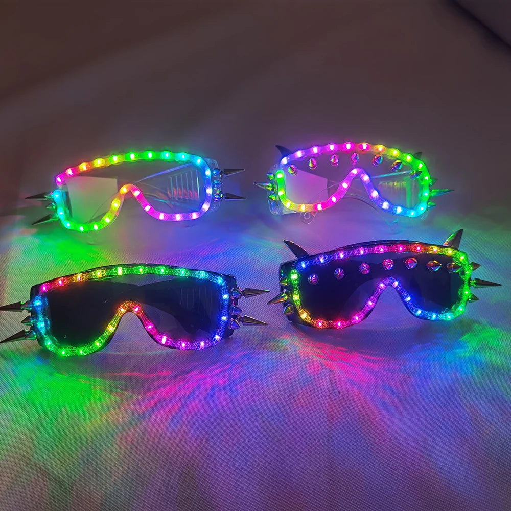Full Color Remote Control LED Glasses Pixel Goggles Light Up Rave Costume Party Decor DJ SunGlasses Vue