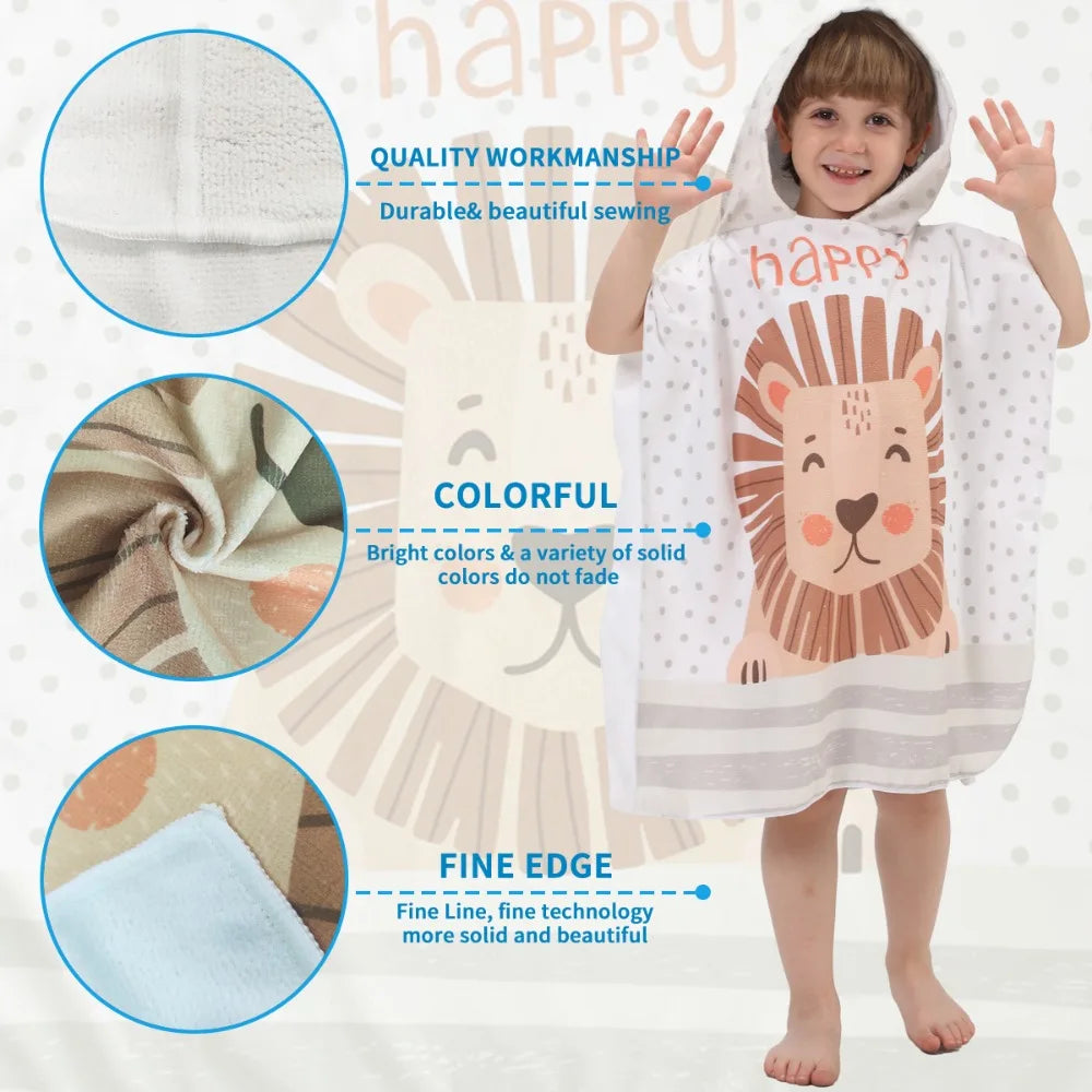 Microfiber Children's Bath Towel Printed Large Bathrobe Baby Beach Swimming Portable Absorbent Beach Towel Vue