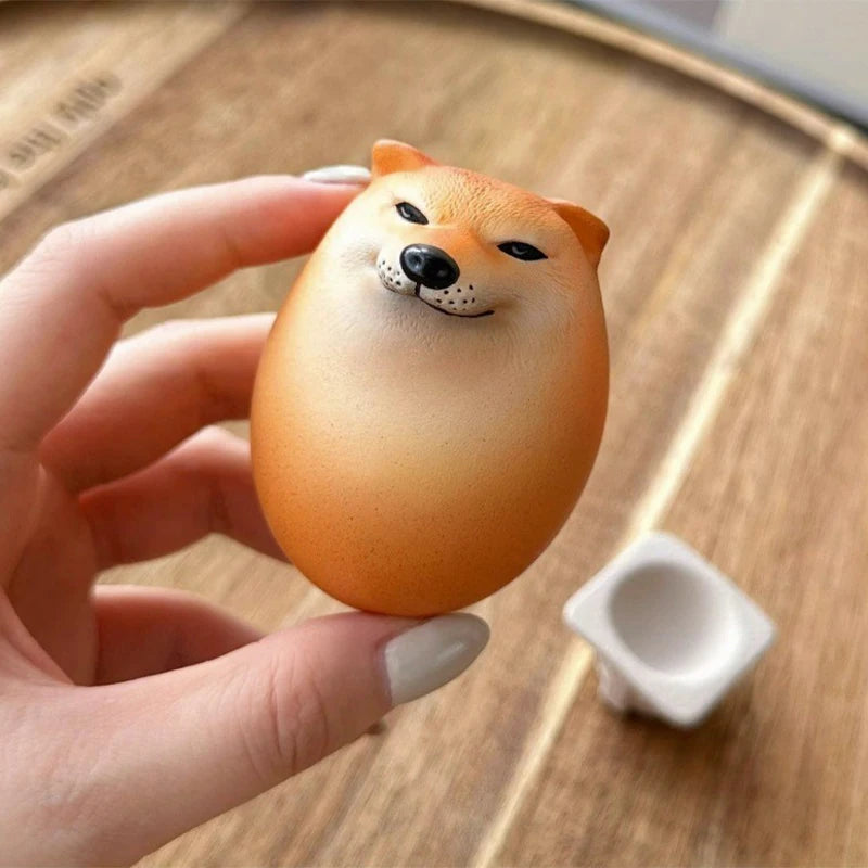 1PCS Creative Shiba Inu Realistic Egg Shape PVC Desk Decor Dog & Egg Union Decorations For Home Offices Fun Gifts Vue