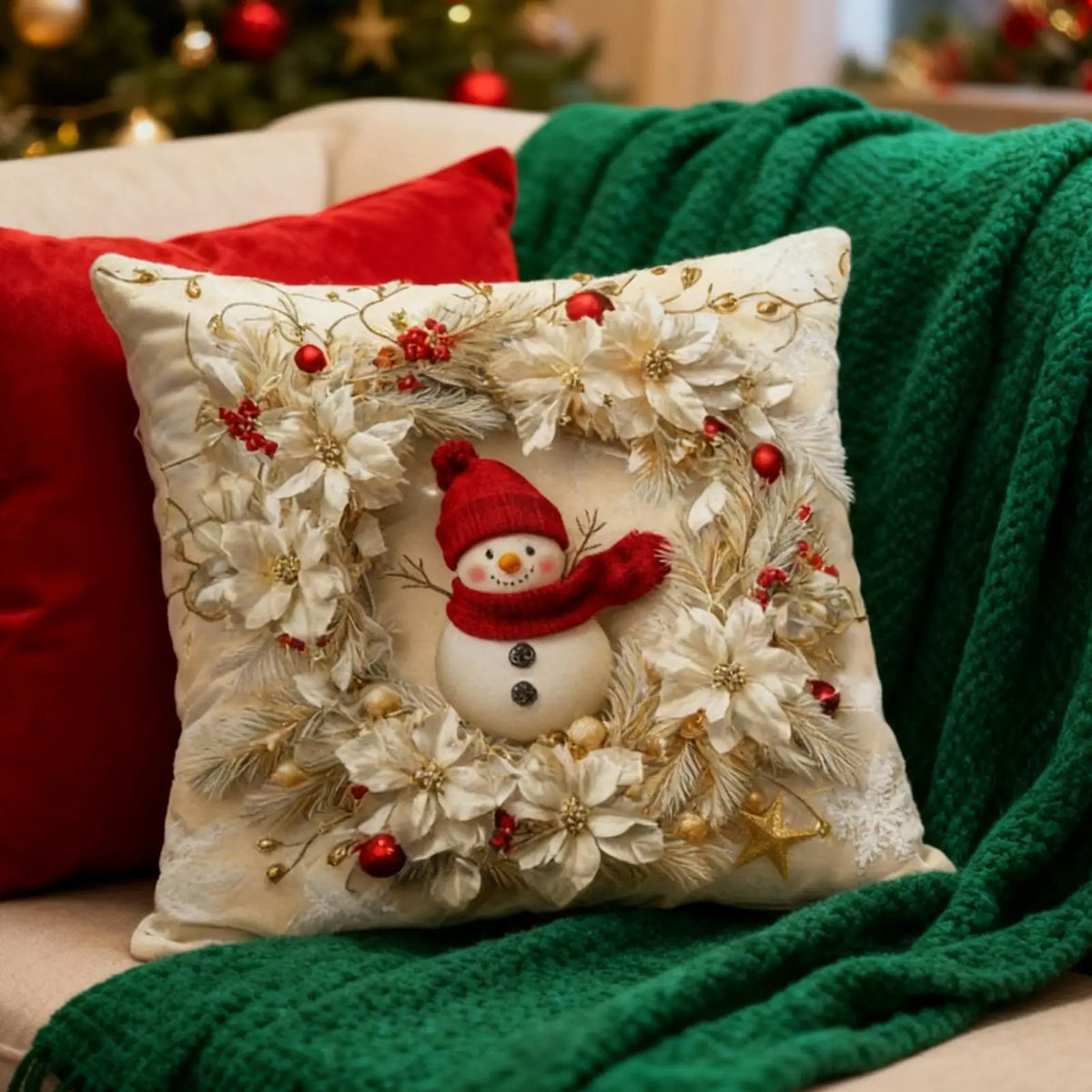 4 Pieces Decorative Pillow Cover Farmhouse Christmas Modern 18x18Inch Decorative Pillow Covers for Sofa for Home House Living Vue