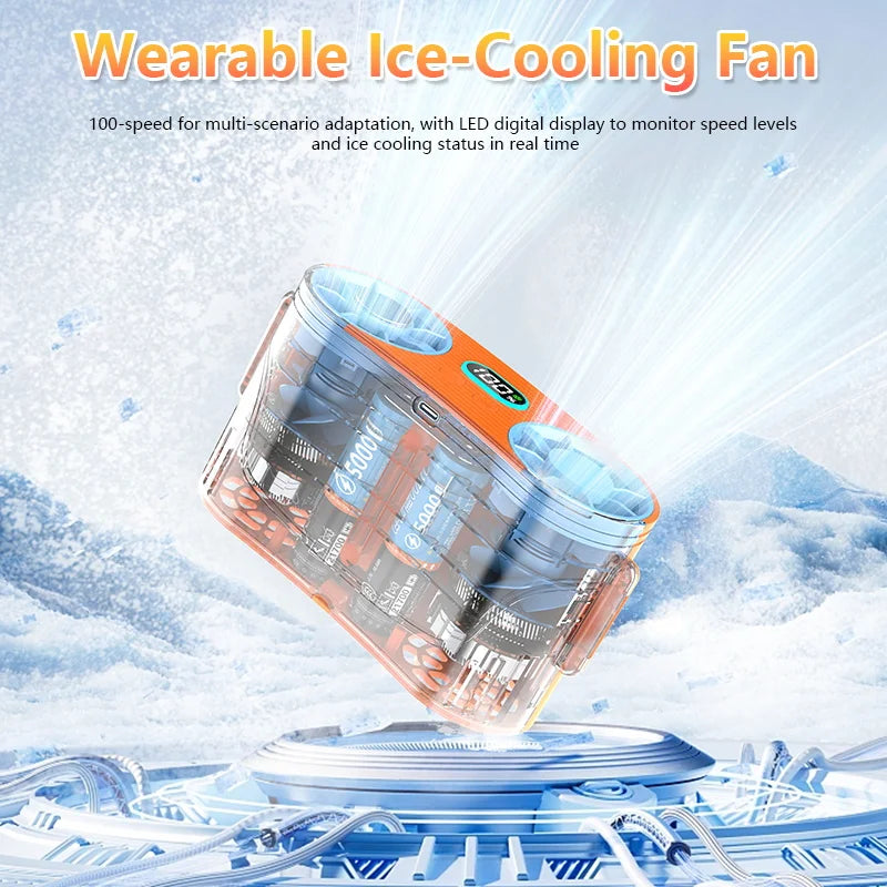 10000mAh waist-mounted fan cooling high-temperature outdoor work room welding site portable waist-mounted fan Vue