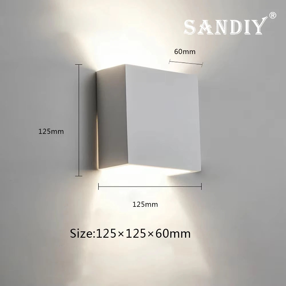 SANDIY Gypsum Wall Sconce – Square Plaster LED Wall Light Wall Sconce Light Vue 125x125x60mm China Mainland 4000k