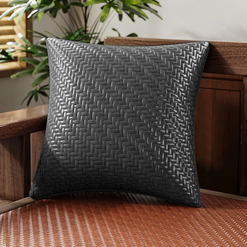 Imitation Rattan Weaving Summer Cooling Pillow Covers Solid Color Skin-friendly Ice Mat Pillow Covers Chinese Style Detachable Vue Grey