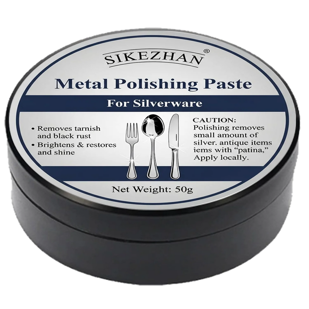 Silver Polish Paste - Tarnish Remover for Sterling & Silver-Plated Cutlery, Trays & Candlesticks - Non-Scratch, High-Gloss Sheen Vue 50g